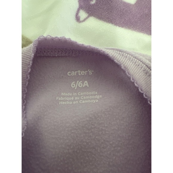 Carters Kids 6/6A Purple Llama Fleece Pajama Set Girls Sleepwear Top Bottom - Picture 4 of 5